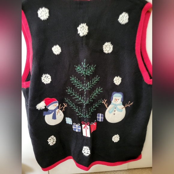 NWT Field Gear Ugly Christmas Sweater Vest Black Sz XL - Picture 2 of 8